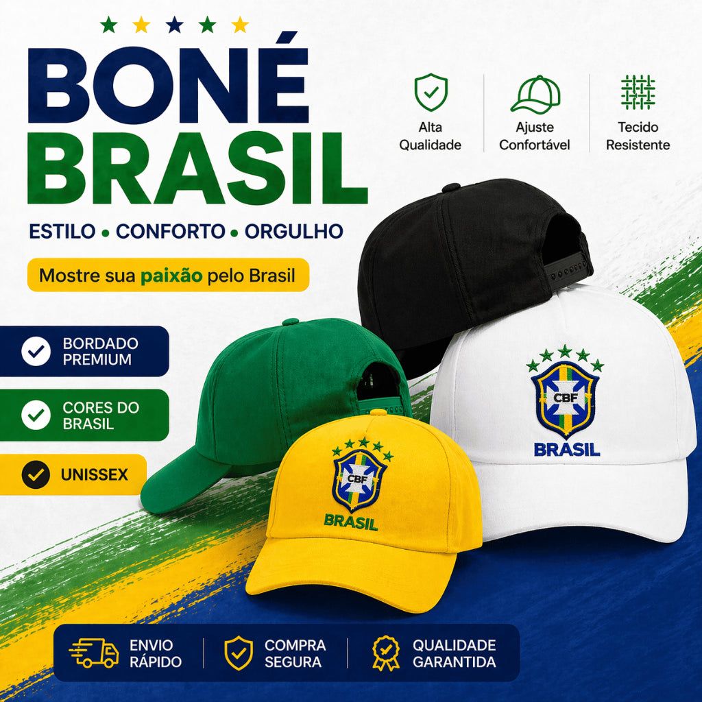 Boné Brasil Premium Unissex - Compre 1 Leve 2