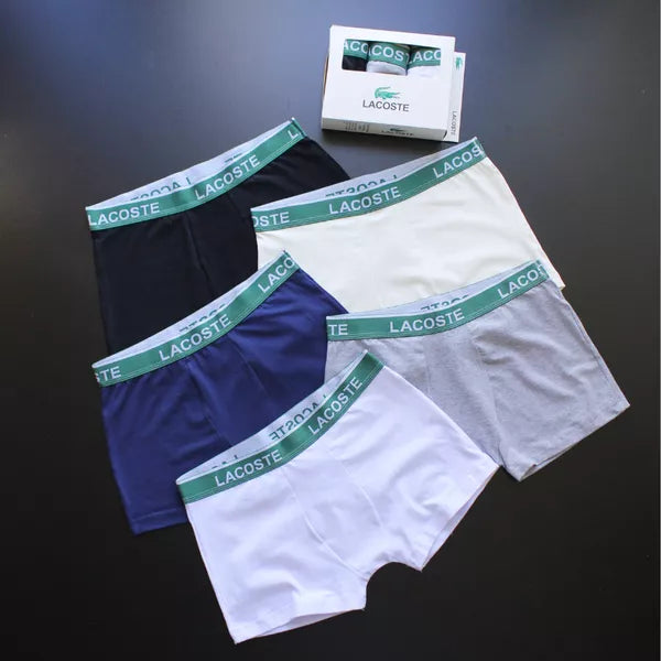 CUECA BOX MASCULINA LACOSTE - CÓS VERDE - CORES VARIADAS - PAGUE 3, LEVE 5