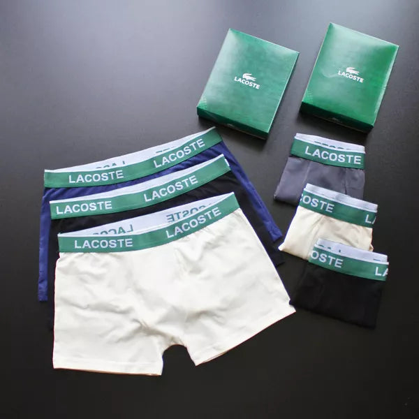 CUECA BOX MASCULINA LACOSTE - CÓS VERDE - CORES VARIADAS - PAGUE 3, LEVE 5