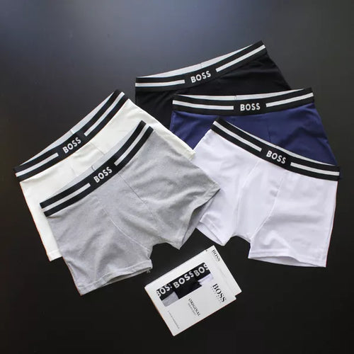 CUECA BOX MASCULINA BOSS - COMPRE 1, LEVE 3 - CÓS PRETO - CORES VARIADAS