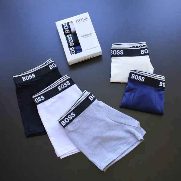 CUECA BOX MASCULINA BOSS - CÓS AZUL E CORES VARIADAS - PAGUE 3, LEVE 5