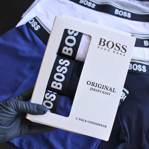 CUECA BOX MASCULINA BOSS - COMPRE 1, LEVE 3 - CÓS AZUL E CORES VARIADAS