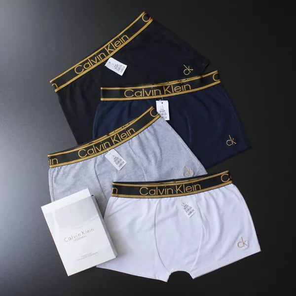 CUECA BOX MASCULINA CALVIN KLEIN - CORES VARIADAS - CÓS DOURADO - PAGUE 3, LEVE 6