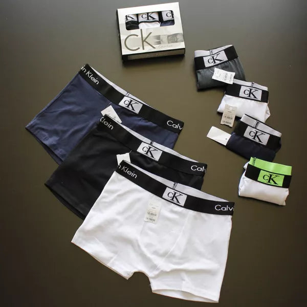 CUECA BOX MASCULINA CALVIN KLEIN - COMPRE 1, LEVE 3 - CÓS PRETO - CORES VARIADAS