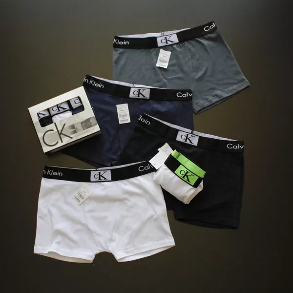 CUECA BOX MASCULINA CALVIN KLEIN - COMPRE 1, LEVE 3 - CÓS PRETO - CORES VARIADAS