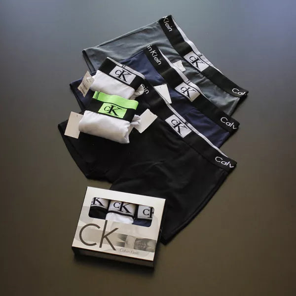 CUECA BOX MASCULINA CALVIN KLEIN - COMPRE 1, LEVE 3 - CÓS PRETO - CORES VARIADAS