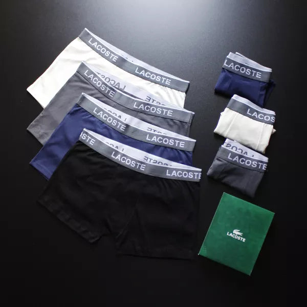CUECA BOX MASCULINA LACOSTE - CORES VARIADAS - CÓS CINZA - PAGUE 3, LEVE 5