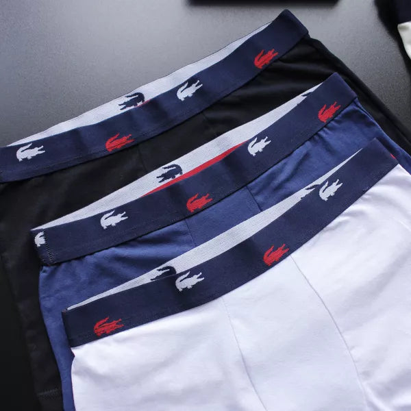 CUECA BOX MASCULINA LACOSTE - CÓS AZUL E CORES VARIADAS - PAGUE 3, LEVE 6