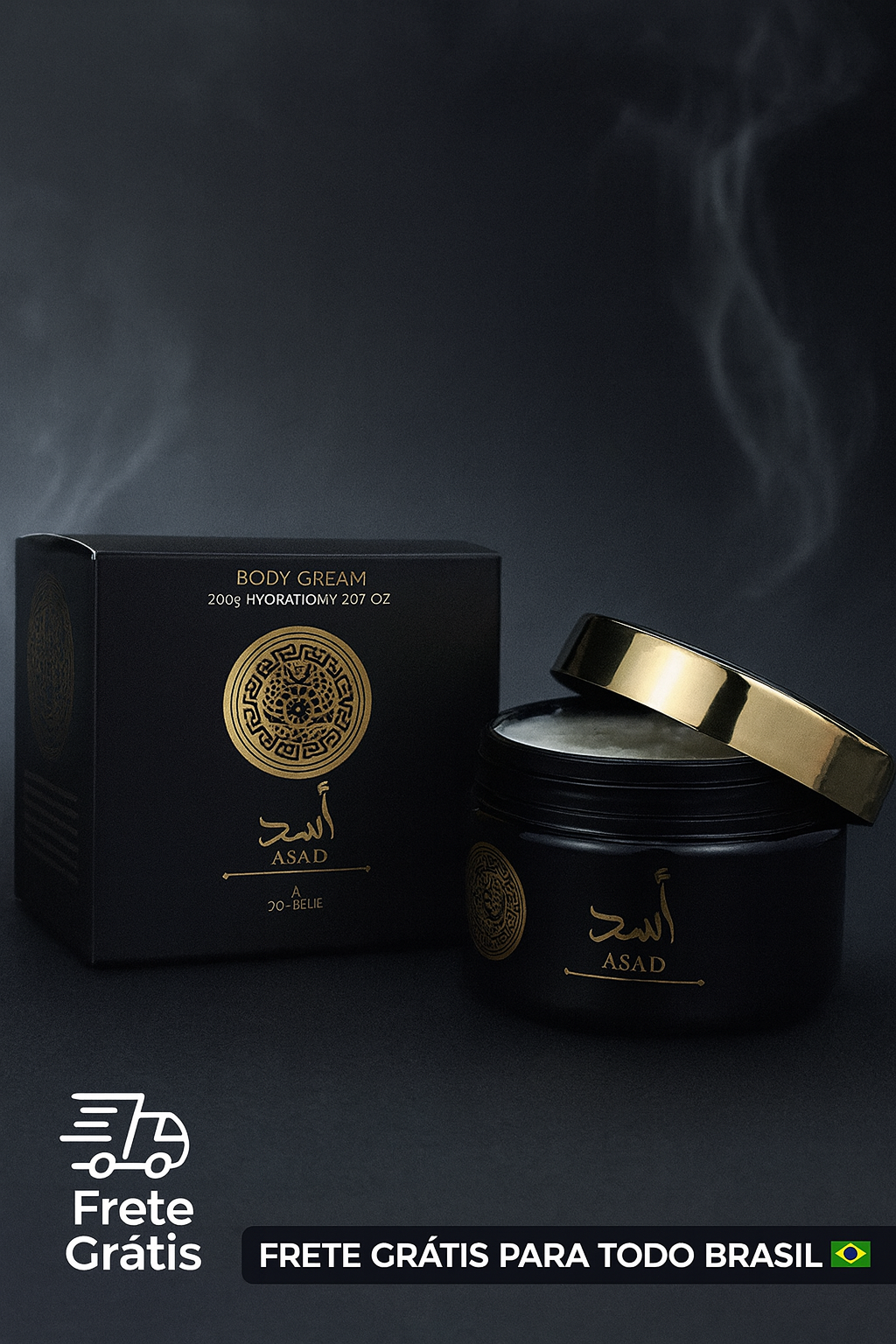 Hidratante Corporal Masculino Angel + Asad Lattafa – Alta Fixação e Perfume Intenso | Compre 1 Leve 2 (200 ml cada) ÚLTIMAS UNIDADES