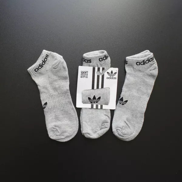 MEIA SOQUETE ADIDAS - 3 PARES - CORES VARIADAS