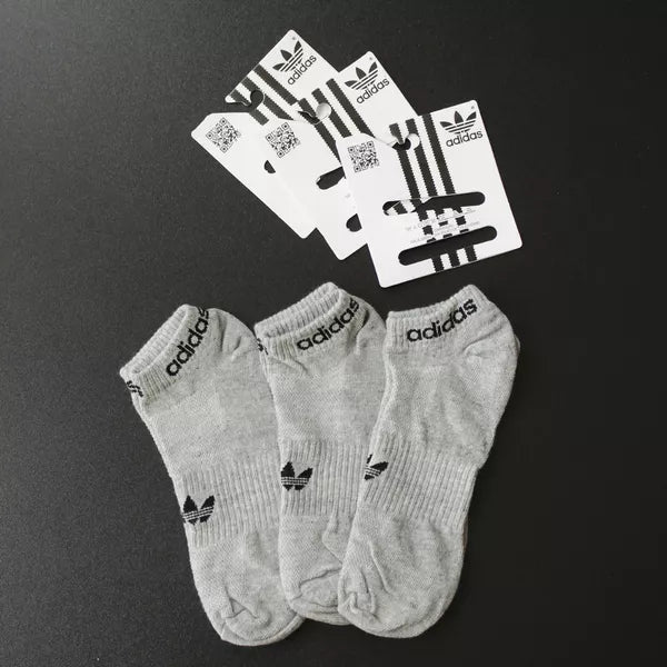 MEIA SOQUETE ADIDAS - 3 PARES - CORES VARIADAS
