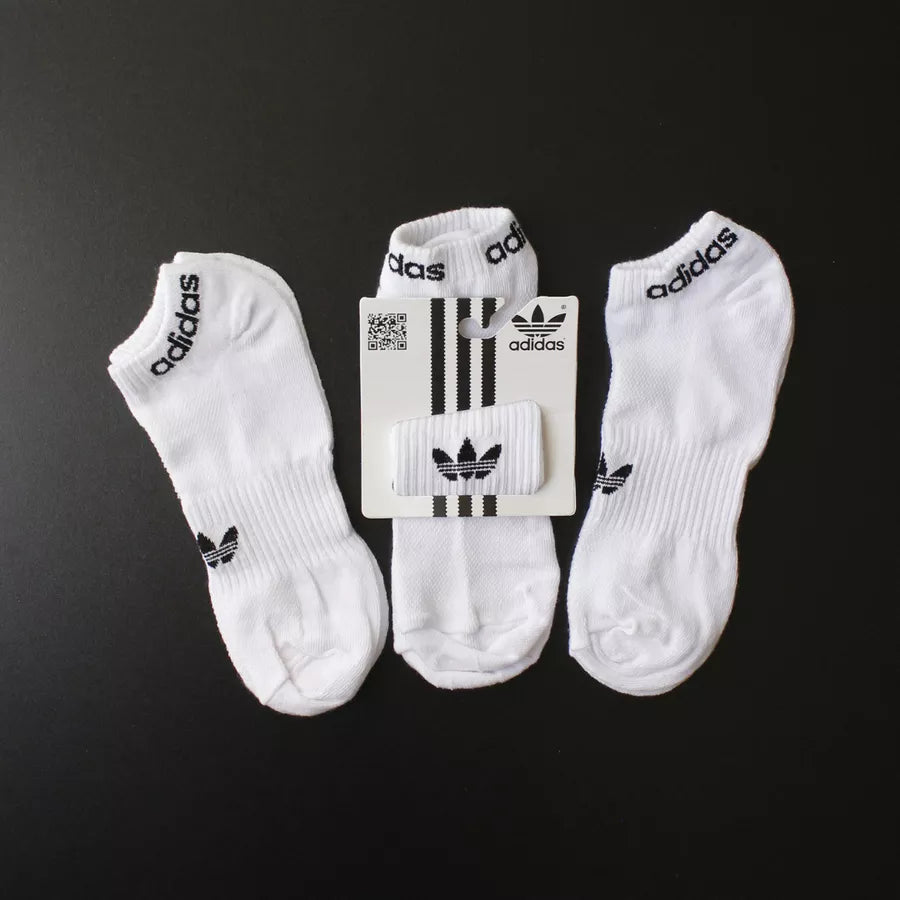 MEIA SOQUETE ADIDAS - 3 PARES - CORES VARIADAS